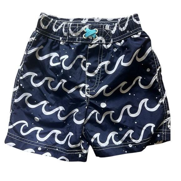 Wippette Boys Navy Blue Wave Swim Trunks |2T - Picture 1 of 4